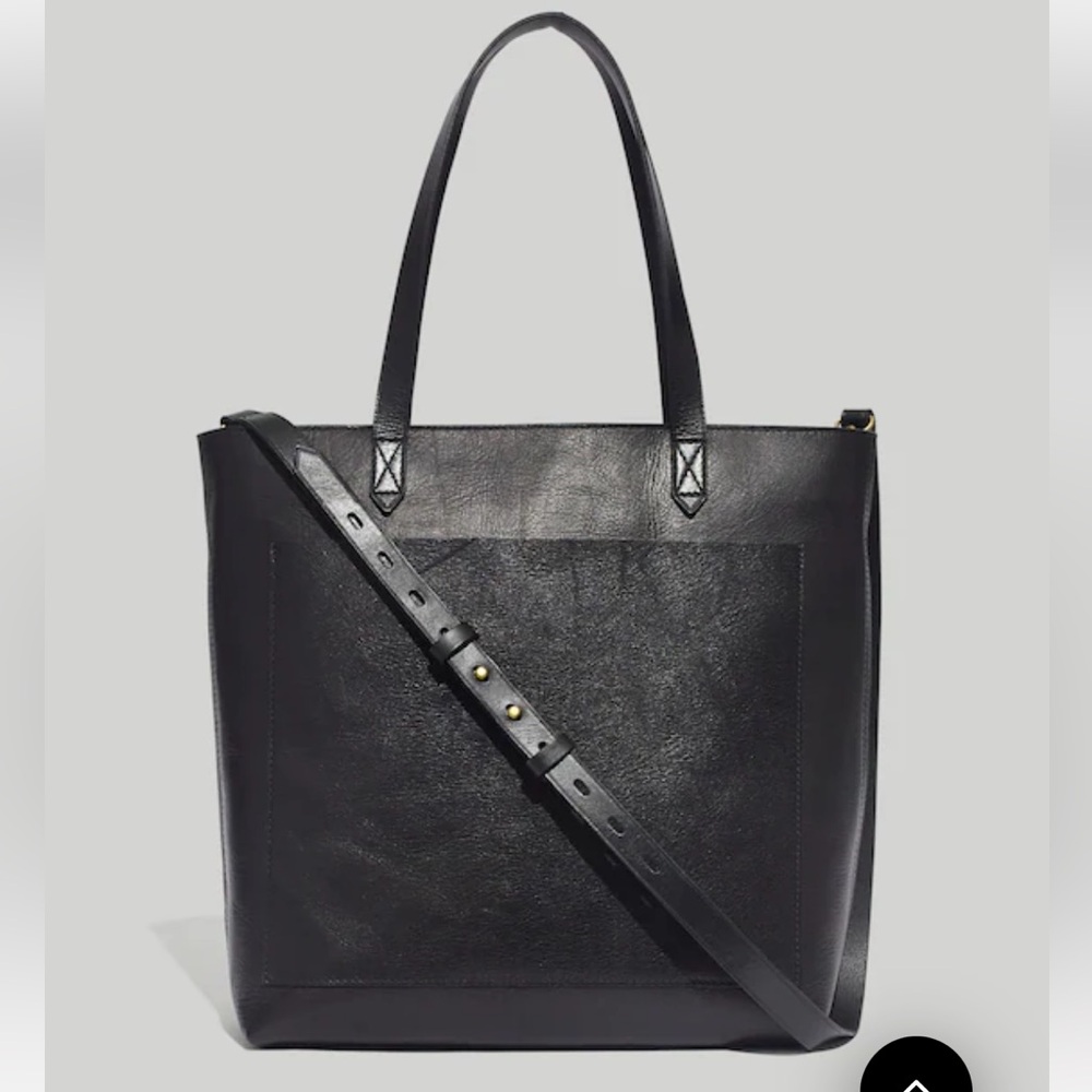 Madewell the Medium Transport Zip-Top Tote Black Leather Bag